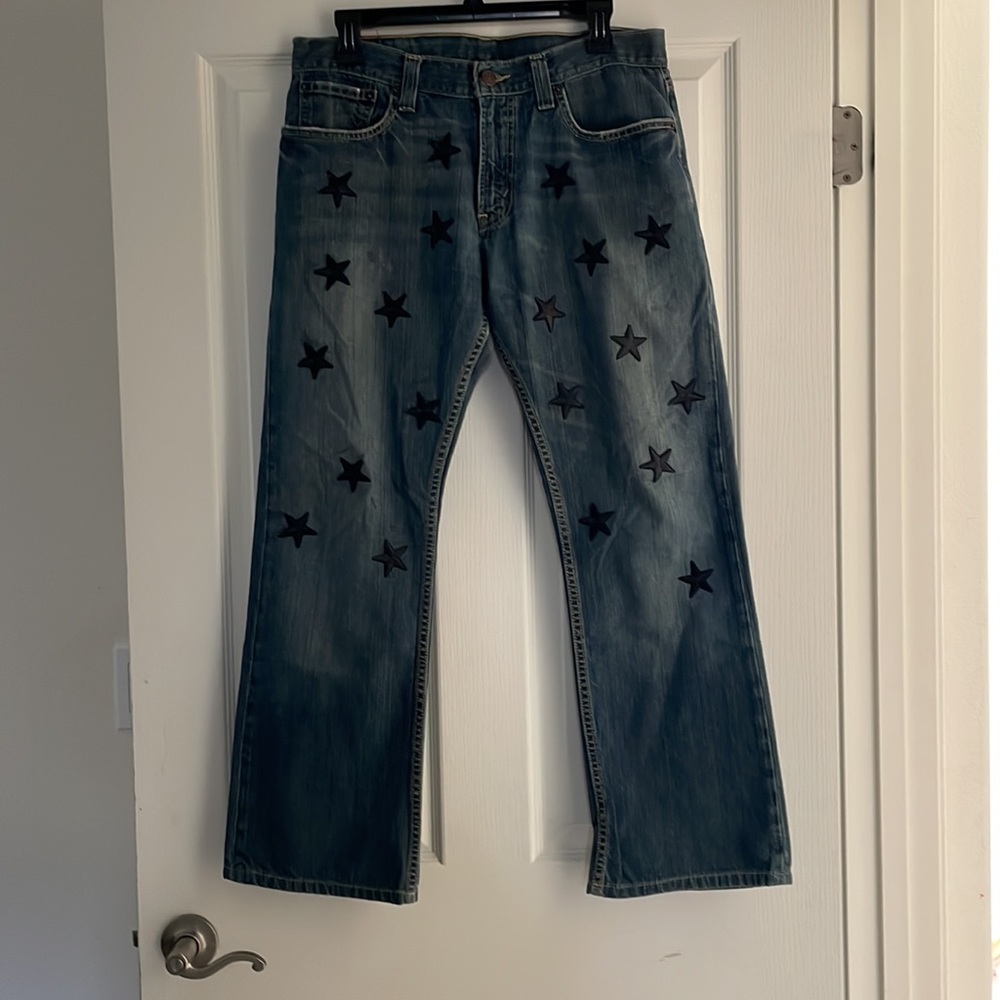 Custom Levi’s Relaxed Bootcut w/ Embroidered Stars Sz 31 x 32